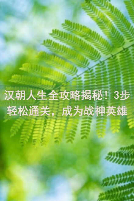汉朝人生全攻略揭秘！3步轻松通关，成为战神英雄！